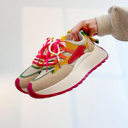 Lace Up Contrast Round Toe Platform Sneakers Green / 38(US7) Green / 39(US8) Green / 40(US9) Green / 38(US7)-Green / 39(US8)-Green / 40(US9)-Hot Pink / 35(US4)-Hot Pink / 36(US5)-Hot Pink / 37(US6)-Hot Pink / 38(US7)-Hot Pink / 39(US8)-Hot Pink / 40(US9)-Green / 35(US4)-Green / 36(US5)-Green / 37(US6)-