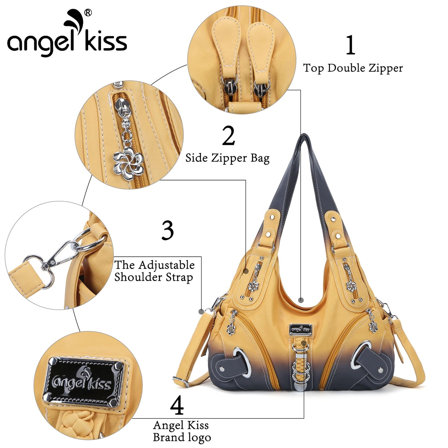 Angelkiss Hobo Purses and handbags for Women Satchel Handbag Women Purses Large Daily Shoulder Bags