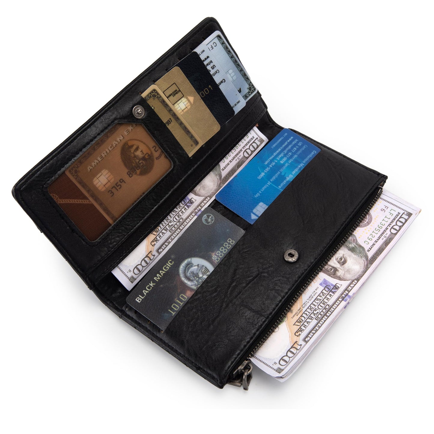 Wrangler Cow Print Wallets Womens Bifold Credit Card Wallet Women's Wallets, Card Cases & Money Organizers Brown Wallet for Women Ladies Female Cash Wallett with Smooth Zipper