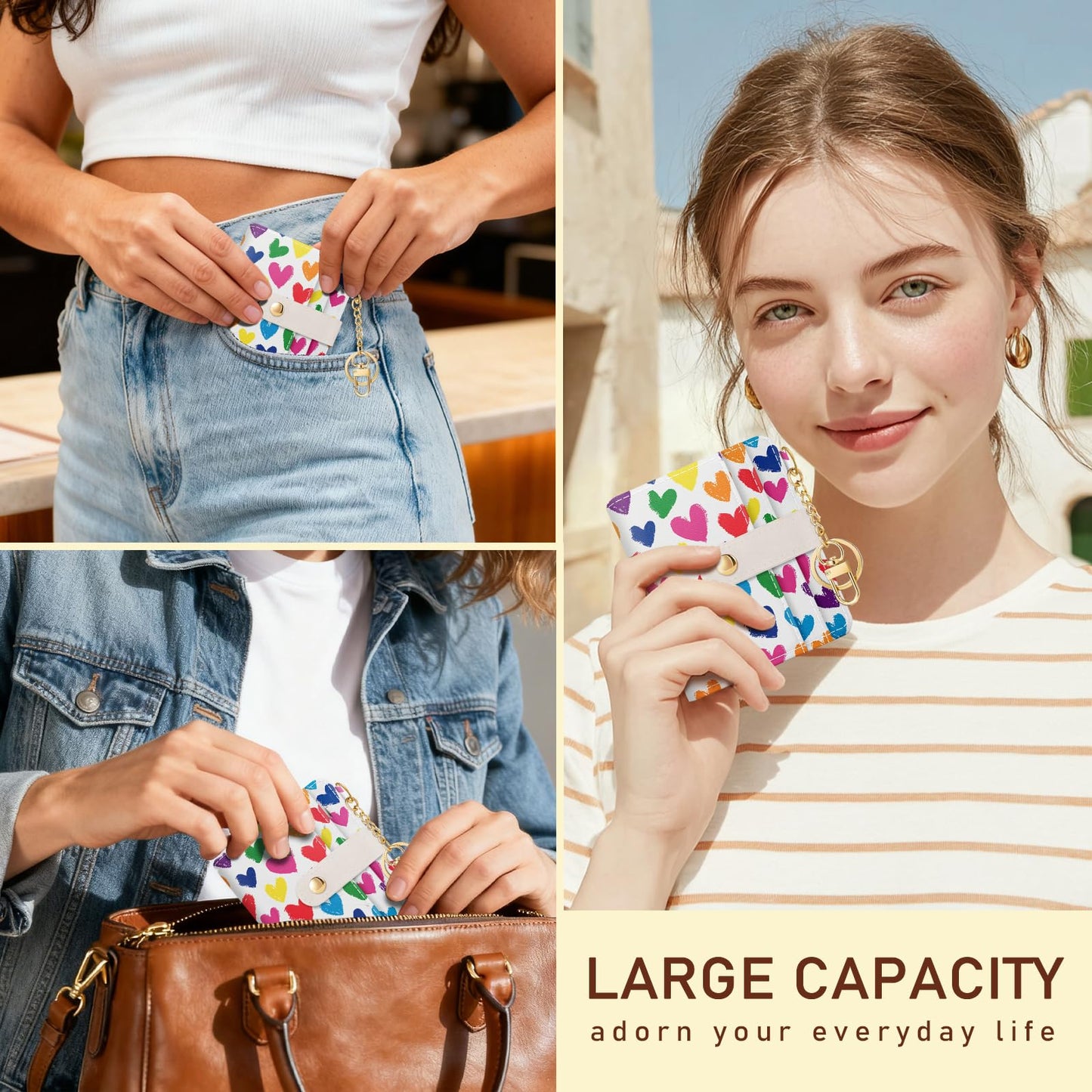 Black Cat Floral Rfid Women Wallet, Small Slim Thin Credit Card Wallet, PU Leather Bifold Cash Zipper Coin Pocket ID Window for Female Ladies Teen Girls Girly