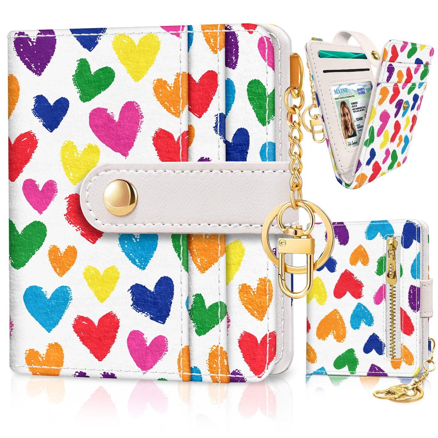 Black Cat Floral Rfid Women Wallet, Small Slim Thin Credit Card Wallet, PU Leather Bifold Cash Zipper Coin Pocket ID Window for Female Ladies Teen Girls Girly