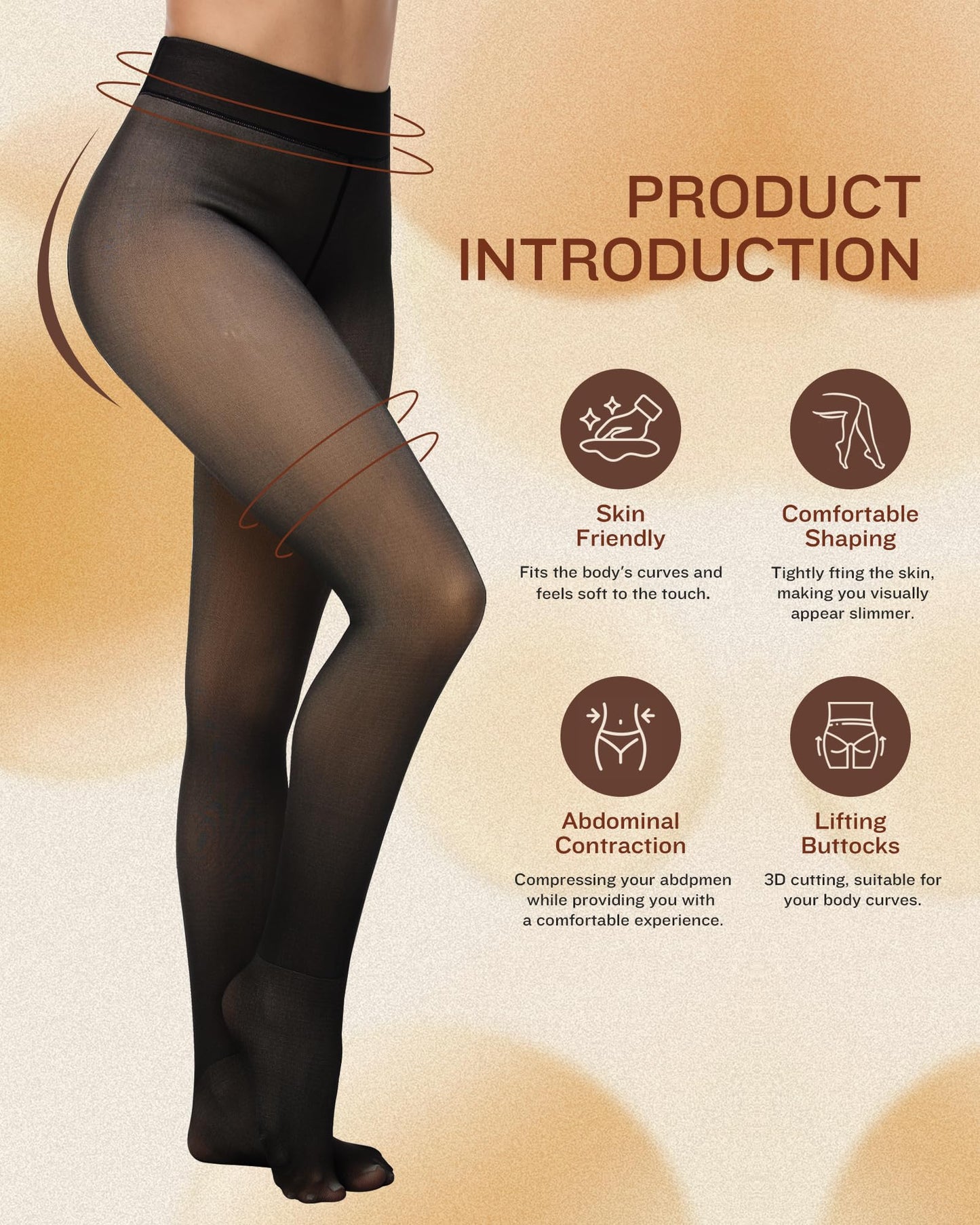 CHRLEISURE Women's Fleece Lined Tights - Fake Sheer Warm Pantyhose Thick Winter Leggings