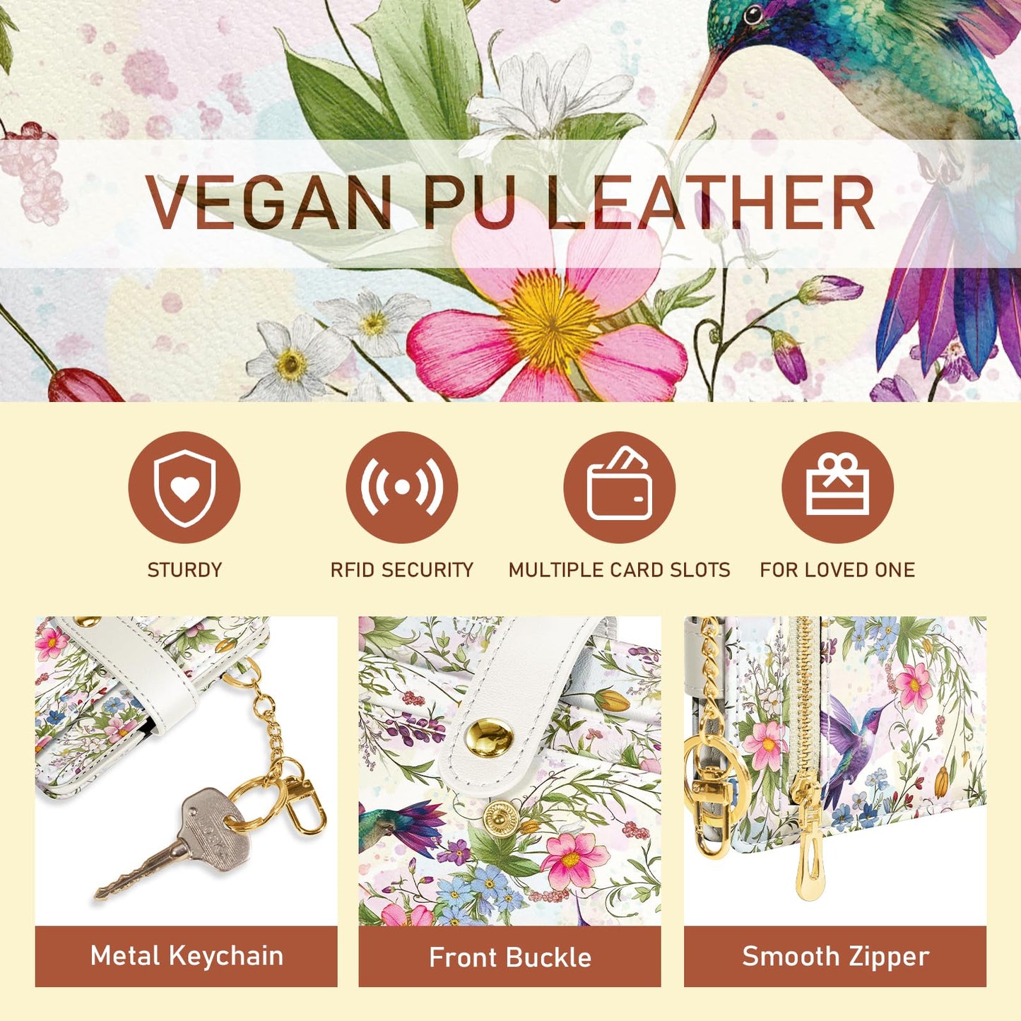 Black Cat Floral Rfid Women Wallet, Small Slim Thin Credit Card Wallet, PU Leather Bifold Cash Zipper Coin Pocket ID Window for Female Ladies Teen Girls Girly