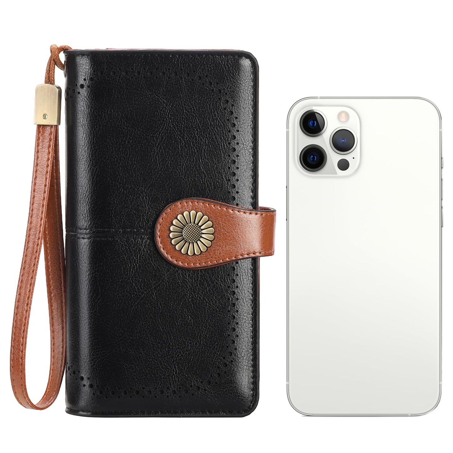 SENDEFN Wallets for Women Leather Credit Card Holder with RFID Blocking Large Capacity Wristlet