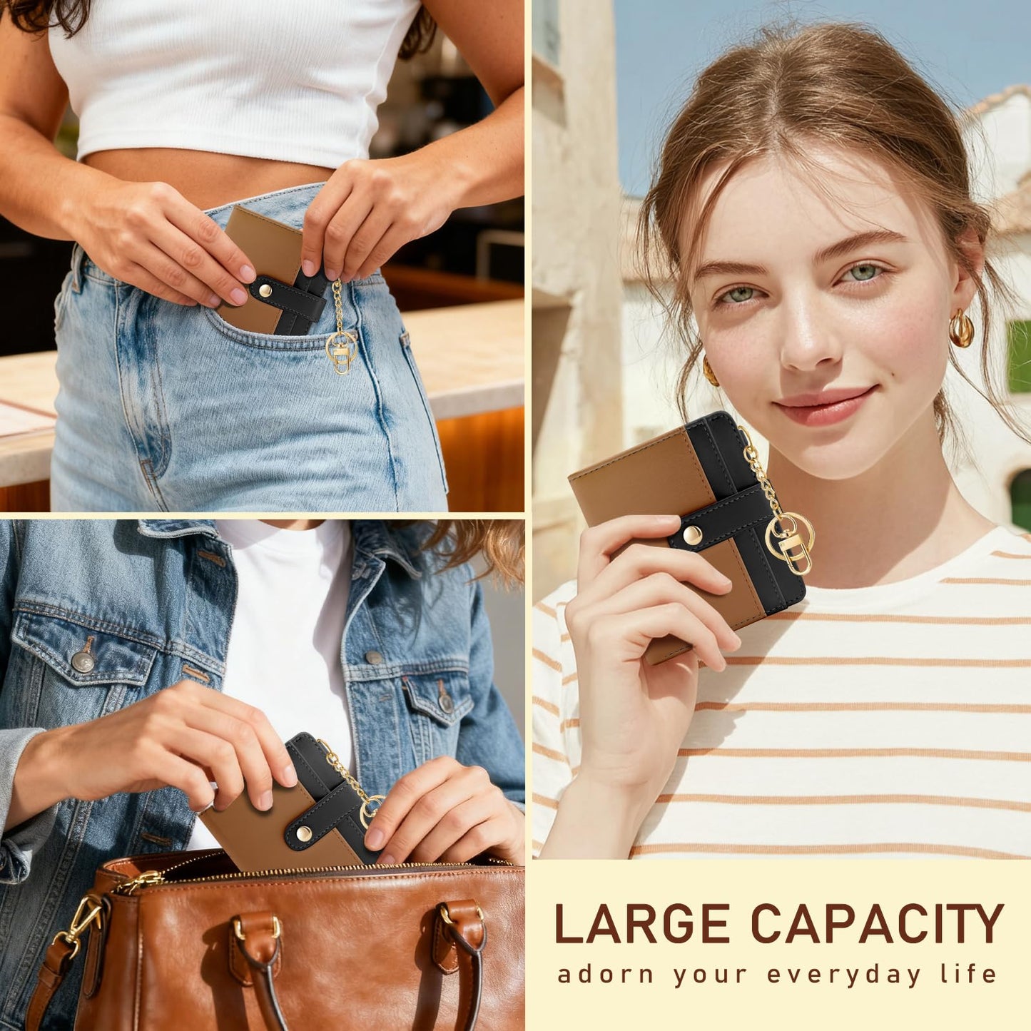 Black Cat Floral Rfid Women Wallet, Small Slim Thin Credit Card Wallet, PU Leather Bifold Cash Zipper Coin Pocket ID Window for Female Ladies Teen Girls Girly