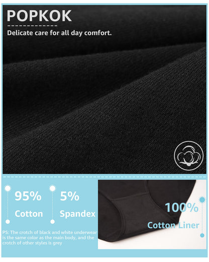 POPKOK Teen Girls Cotton Underwear Mid Waist Brief Panties 6 pack