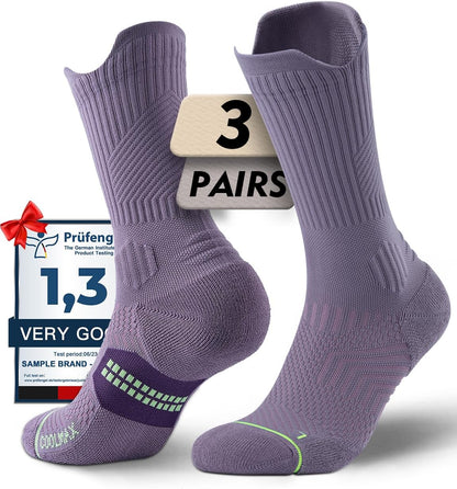 Womens Coolmax Bamboo Viscose Compression Running Crew Socks, Moisture-Wicking Anti-Blister Hiking&Gym Athletic