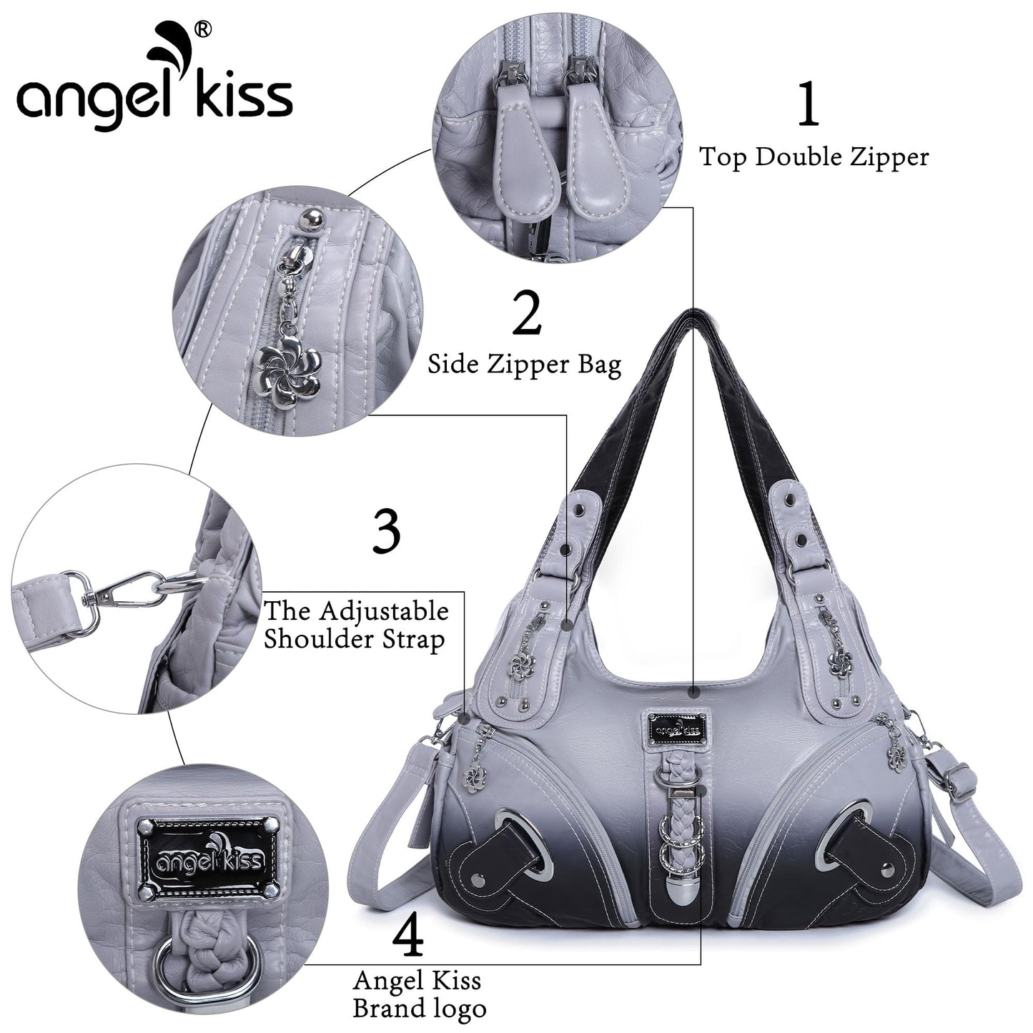 Angelkiss Hobo Purses and handbags for Women Satchel Handbag Women Purses Large Daily Shoulder Bags