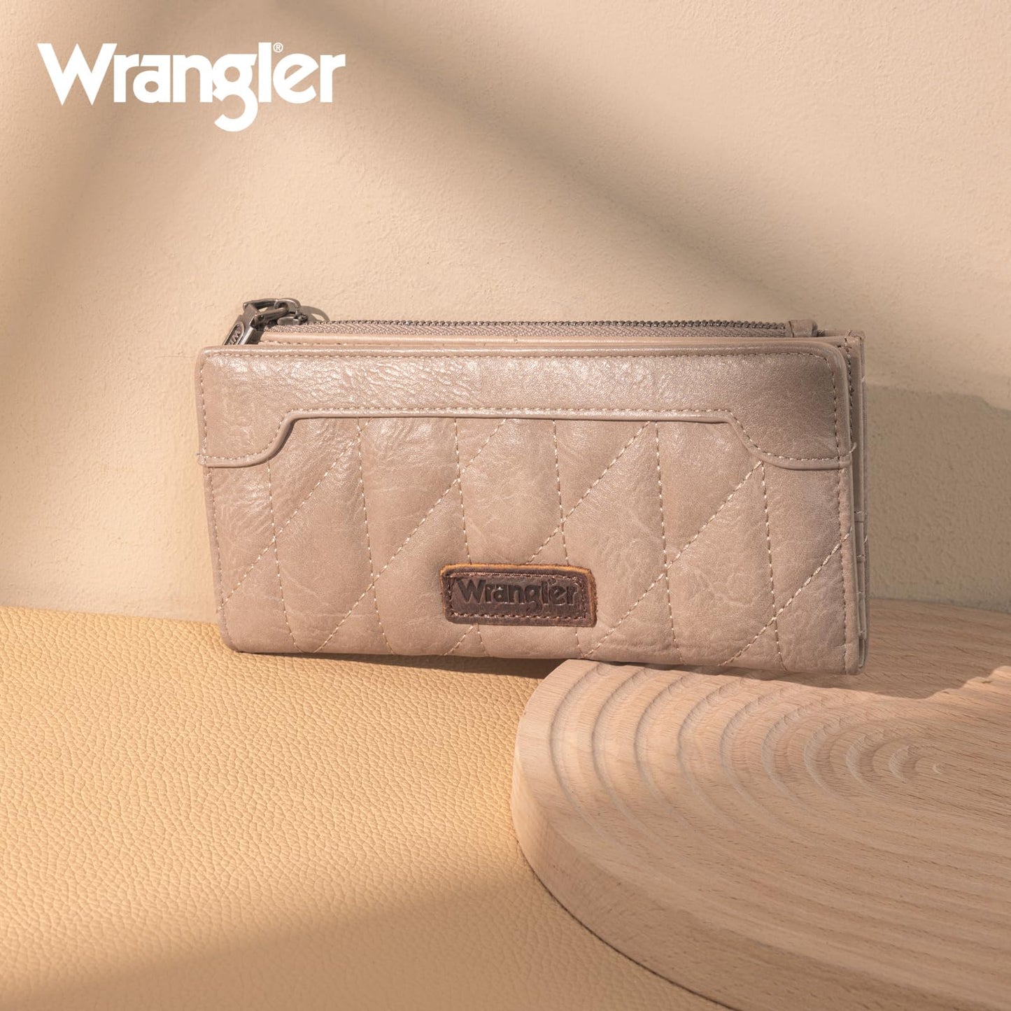 Wrangler Cow Print Wallets Womens Bifold Credit Card Wallet Women's Wallets, Card Cases & Money Organizers Brown Wallet for Women Ladies Female Cash Wallett with Smooth Zipper