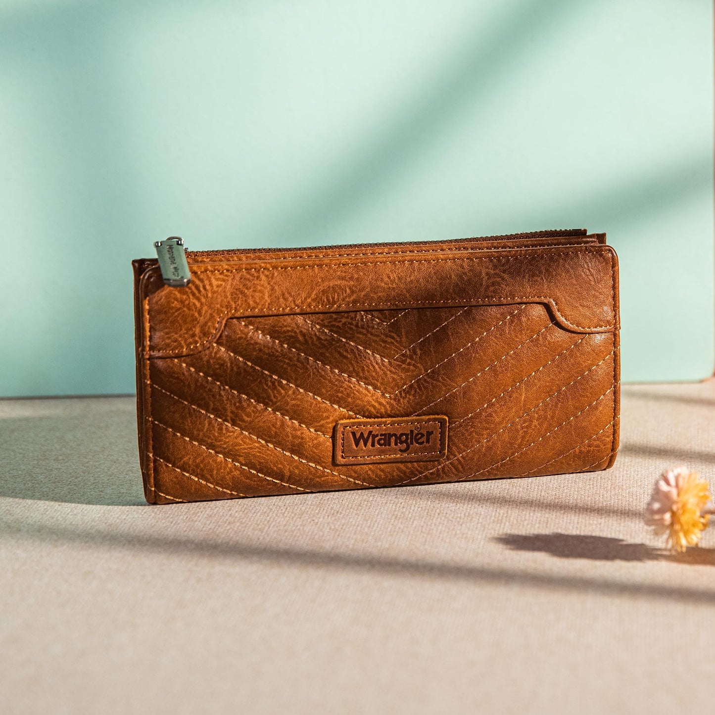 Wrangler Cow Print Wallets Womens Bifold Credit Card Wallet Women's Wallets, Card Cases & Money Organizers Brown Wallet for Women Ladies Female Cash Wallett with Smooth Zipper