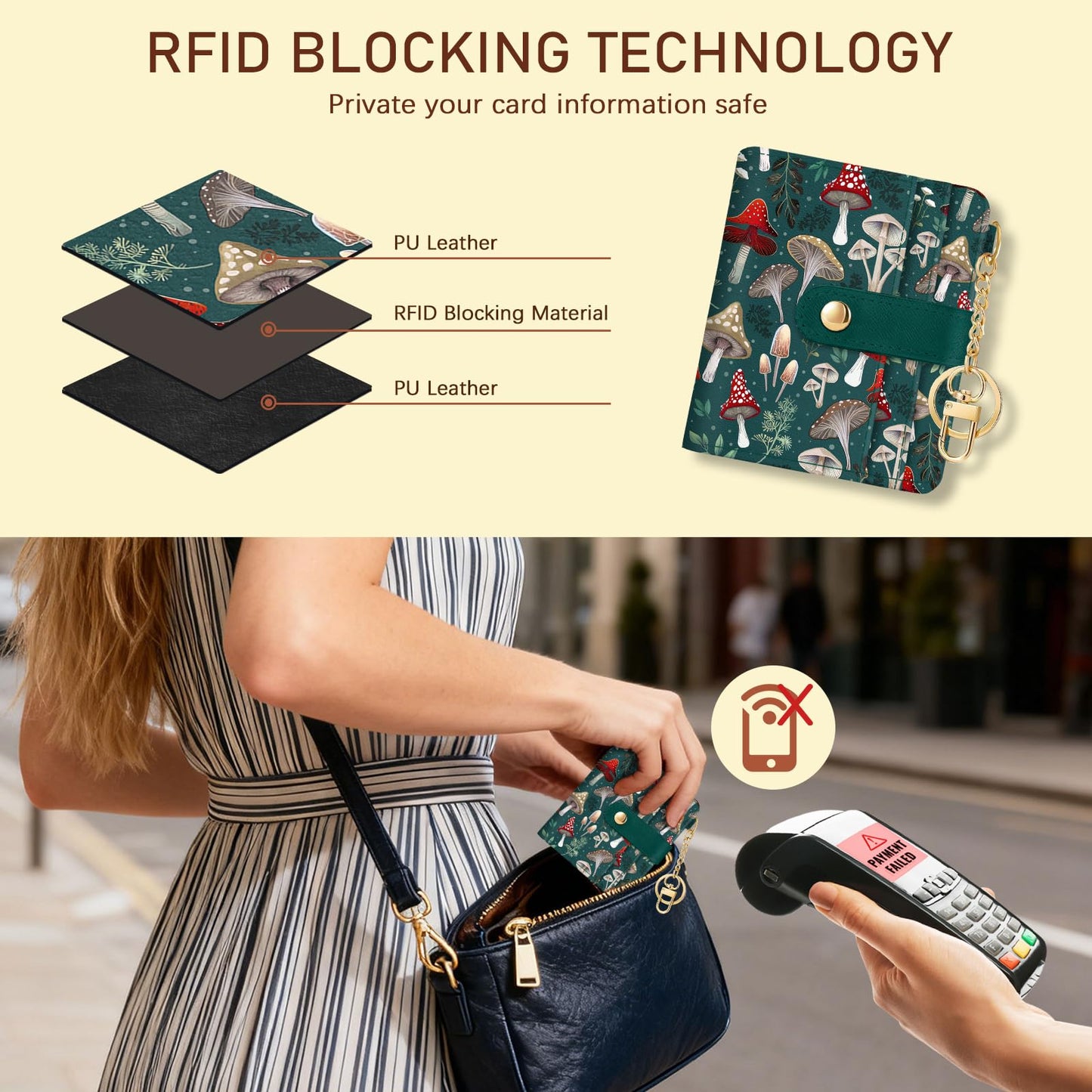 Black Cat Floral Rfid Women Wallet, Small Slim Thin Credit Card Wallet, PU Leather Bifold Cash Zipper Coin Pocket ID Window for Female Ladies Teen Girls Girly