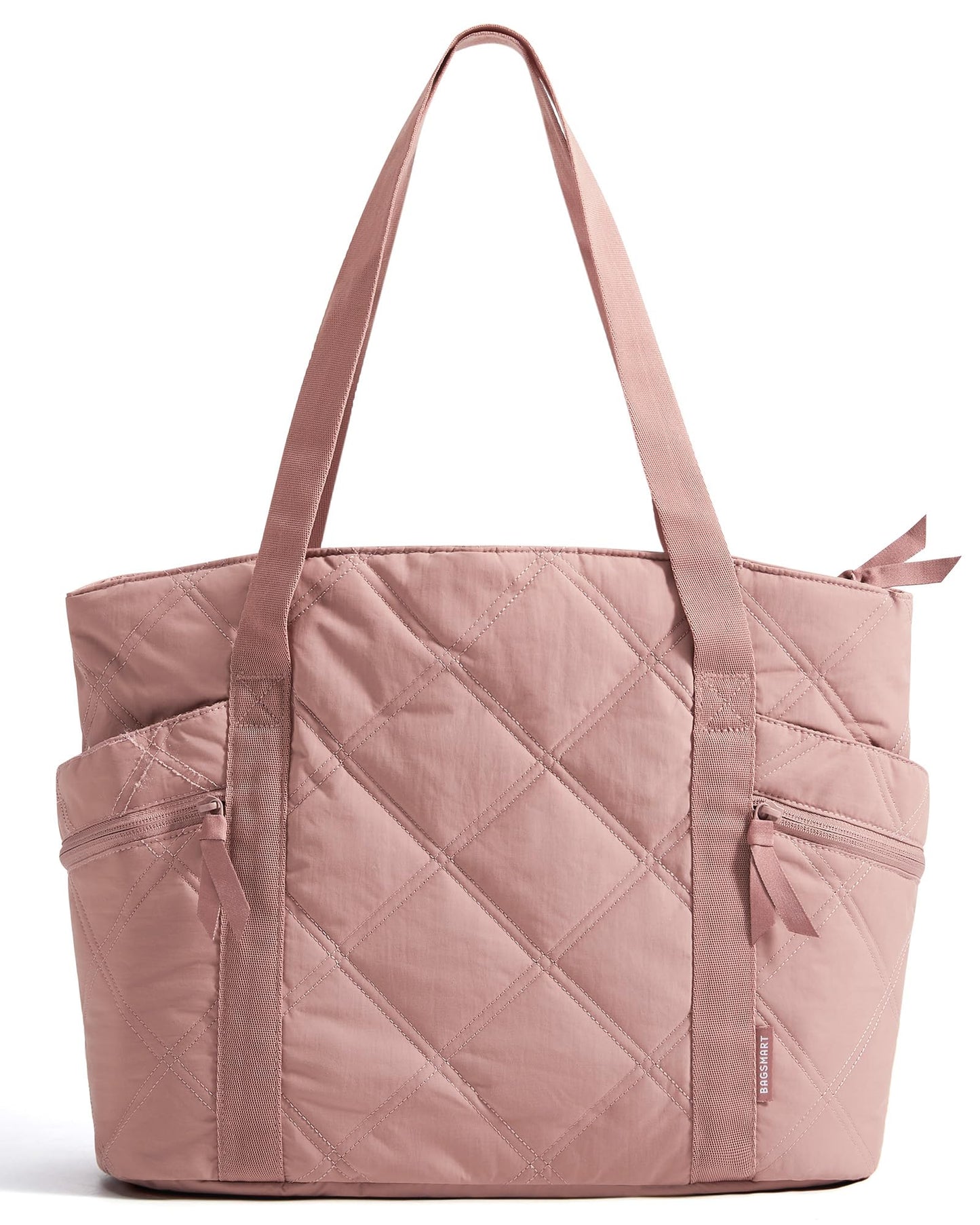 BAGSMART Crush Tote Bag for Women, 20L Puffer Work Tote with Zipper, Travel Essentials Quilted Nurse Hospital Bag