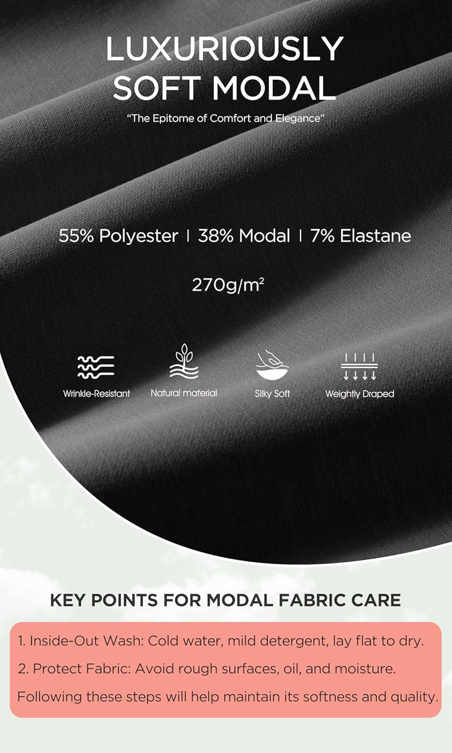 ODODOS Women's Modal Soft Wide Leg Pants Elastic High Waist Casual Lounge Relaxed Pants with Pockets - 27"/ 29" / 31" Inseam