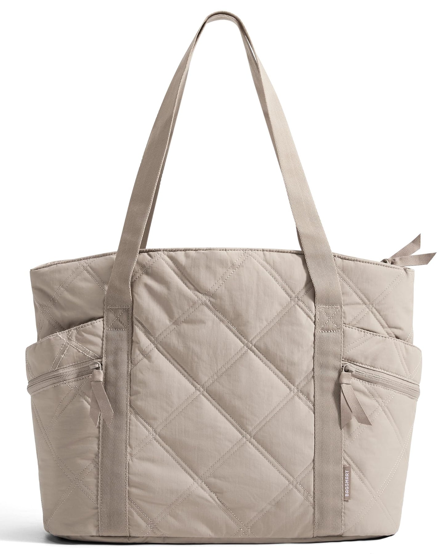 BAGSMART Crush Tote Bag for Women, 20L Puffer Work Tote with Zipper, Travel Essentials Quilted Nurse Hospital Bag