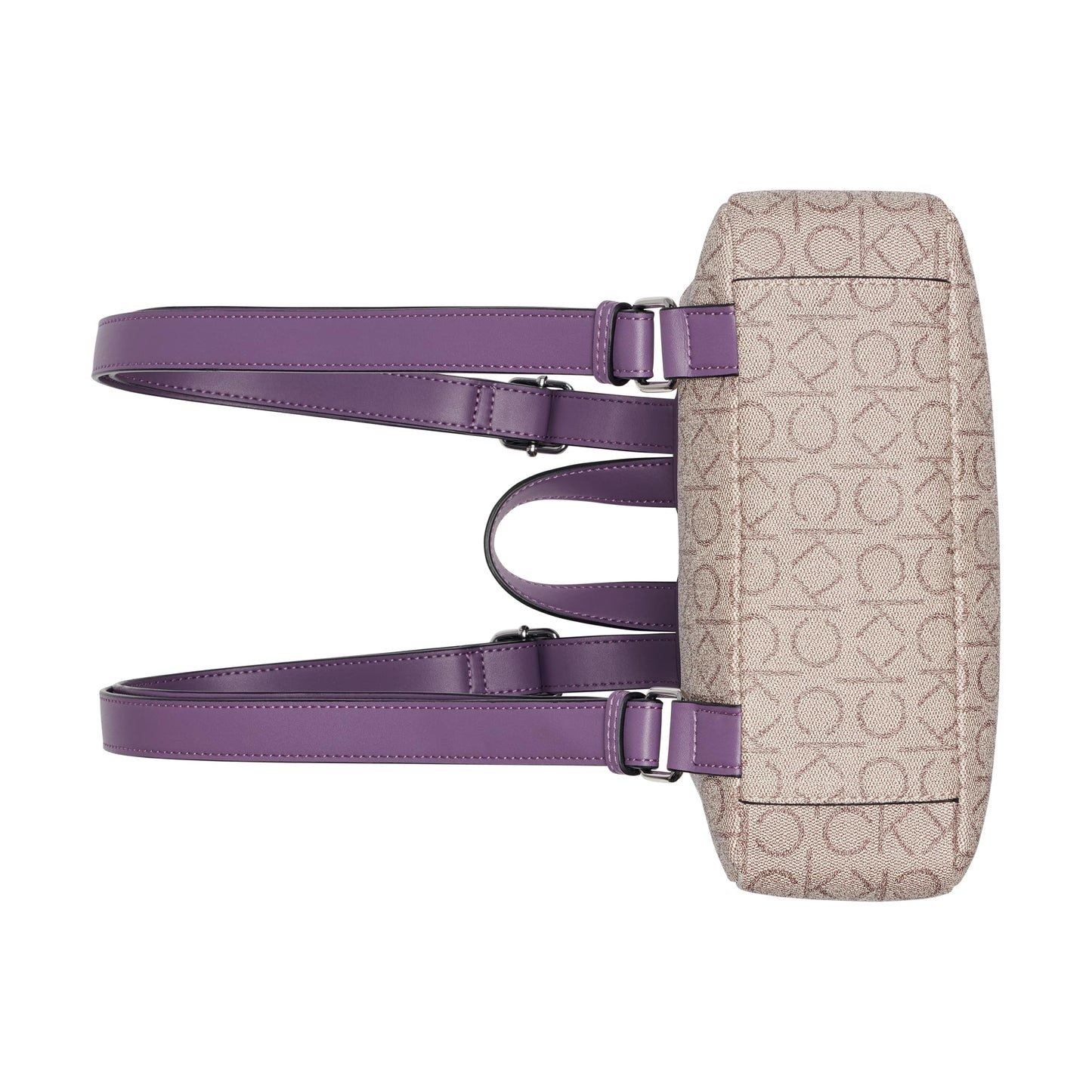 Calvin Klein Women's Elaine Signature Key Item Flap Backpack, Brown/Khaki/Luggage Saffiano, One Size