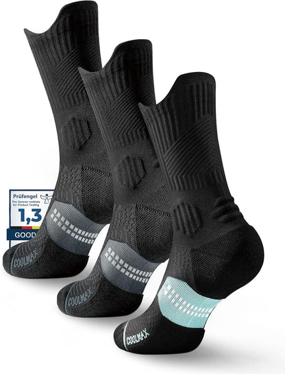 Womens Coolmax Bamboo Viscose Compression Running Crew Socks, Moisture-Wicking Anti-Blister Hiking&Gym Athletic