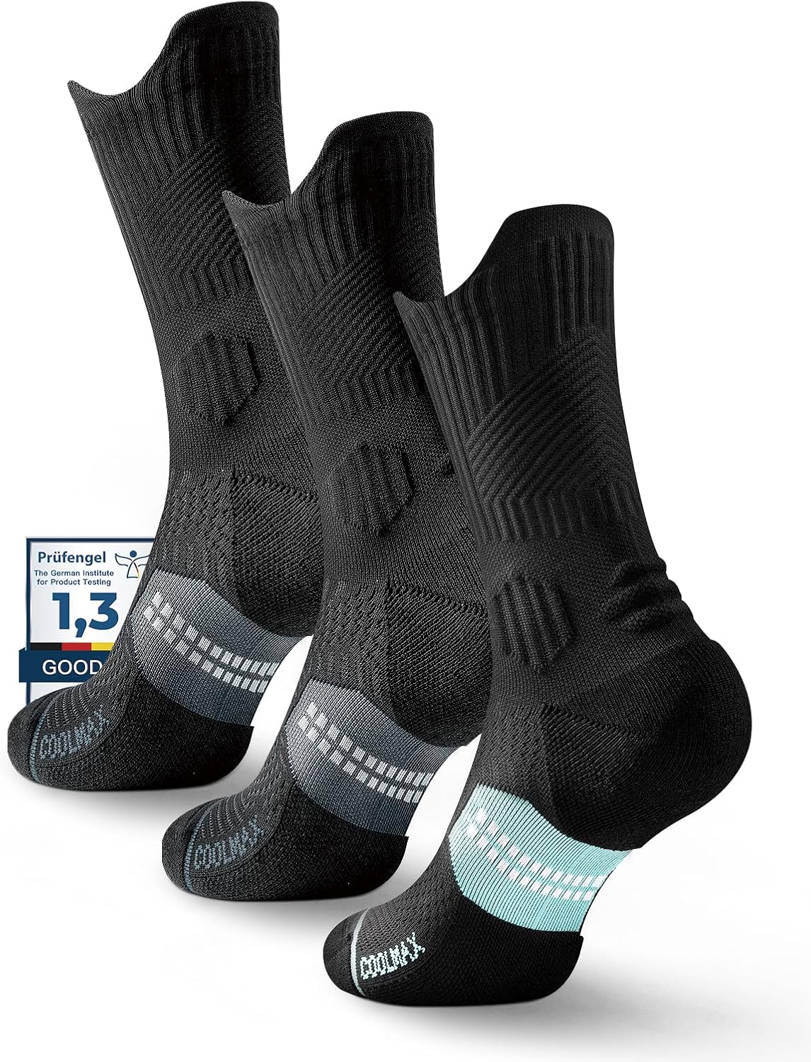 Womens Coolmax Bamboo Viscose Compression Running Crew Socks, Moisture-Wicking Anti-Blister Hiking&Gym Athletic