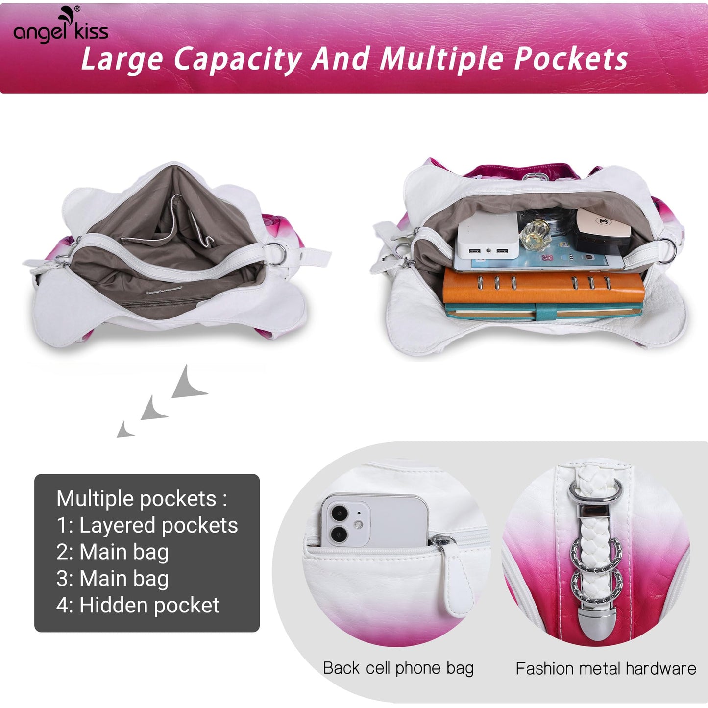 Angelkiss Hobo Purses and handbags for Women Satchel Handbag Women Purses Large Daily Shoulder Bags