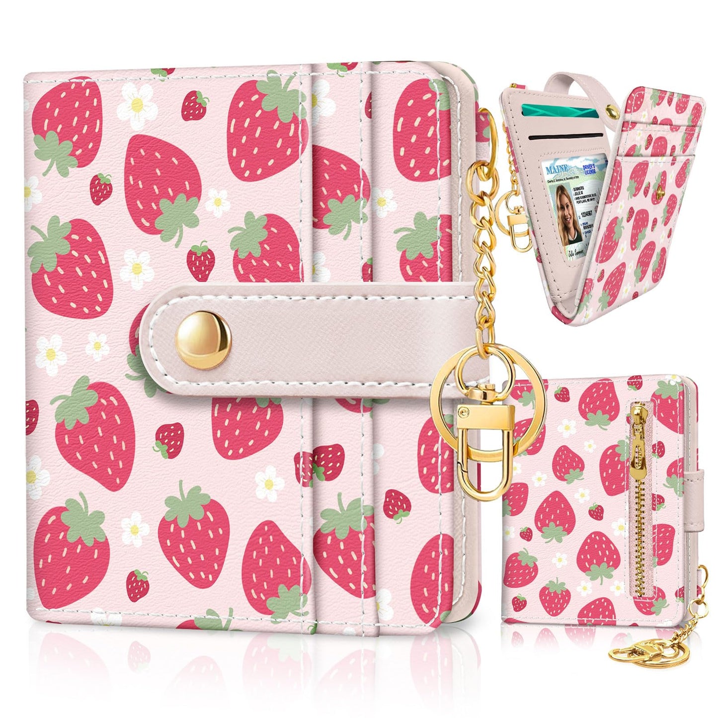 Black Cat Floral Rfid Women Wallet, Small Slim Thin Credit Card Wallet, PU Leather Bifold Cash Zipper Coin Pocket ID Window for Female Ladies Teen Girls Girly