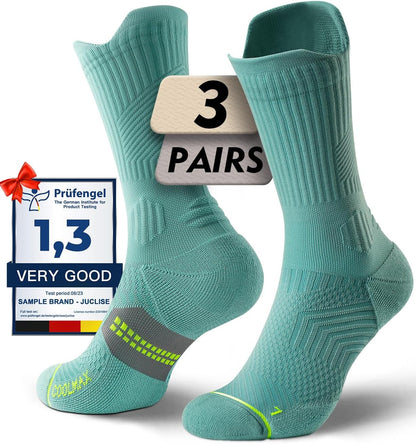 Womens Coolmax Bamboo Viscose Compression Running Crew Socks, Moisture-Wicking Anti-Blister Hiking&Gym Athletic