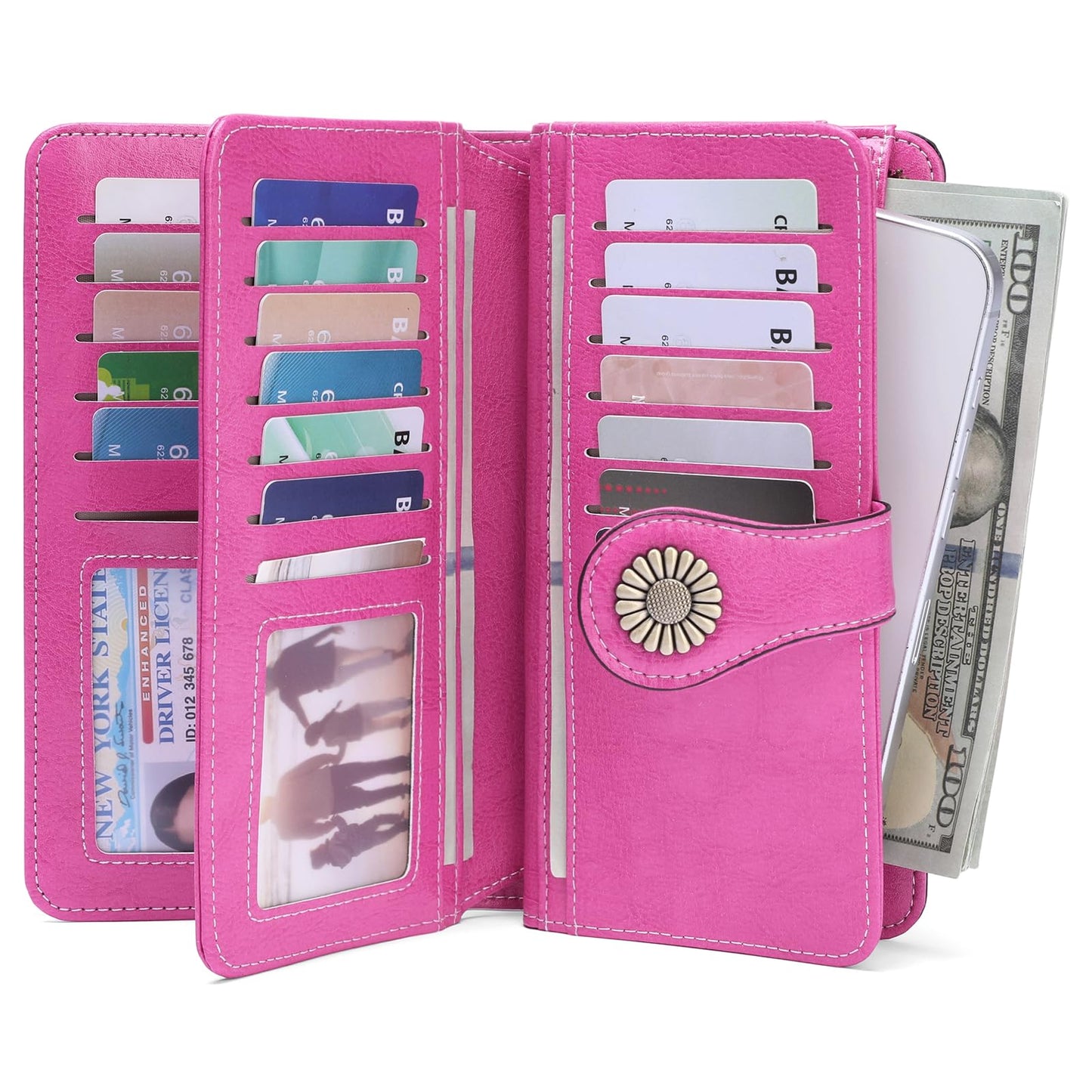 SENDEFN Wallets for Women Leather Credit Card Holder with RFID Blocking Large Capacity Wristlet