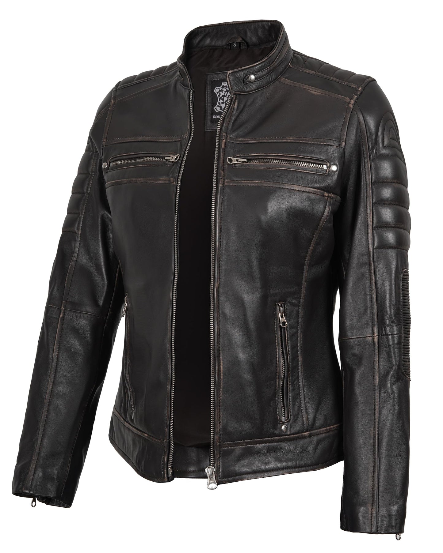 Decrum Leather Jacket Women - Stylish Casual Real Lambskin Leather Jackets for Women