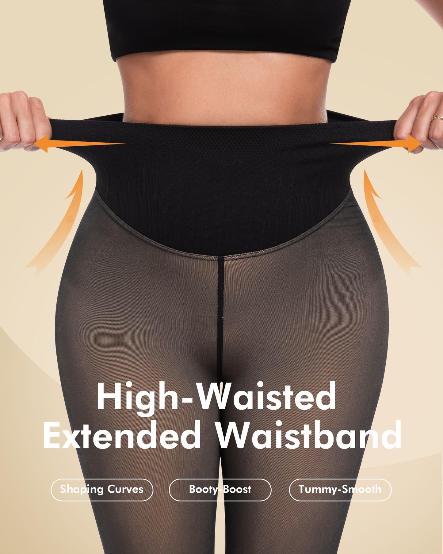 CHRLEISURE Women's Fleece Lined Tights - Fake Sheer Warm Pantyhose Thick Winter Leggings