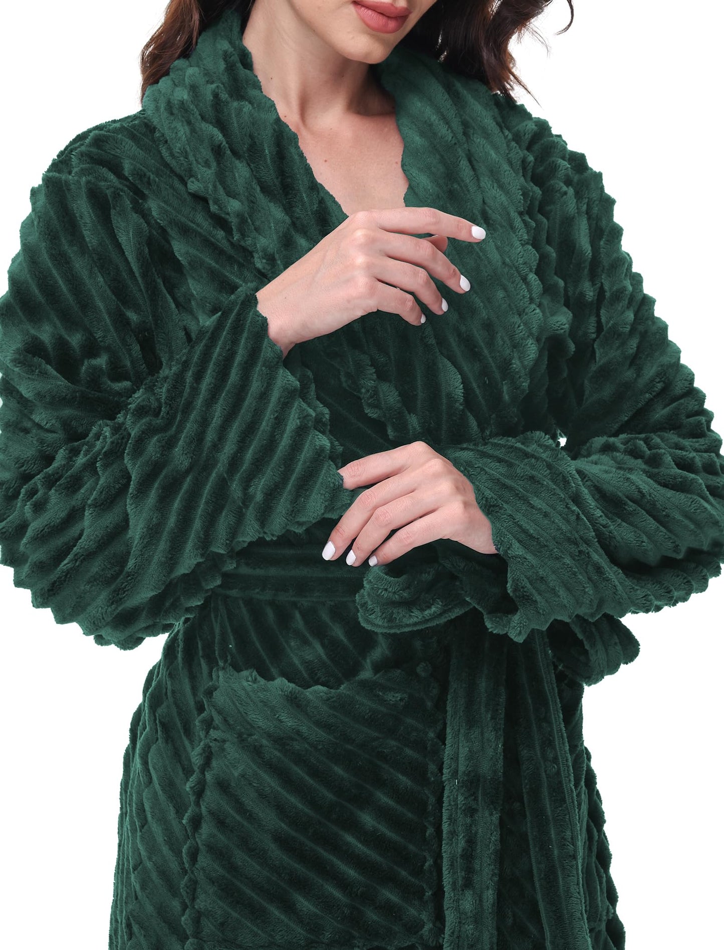 Yurhap Premium Robes for Women - Super Soft Cozy Fleece Womens Robe Plush Long Bathrobe