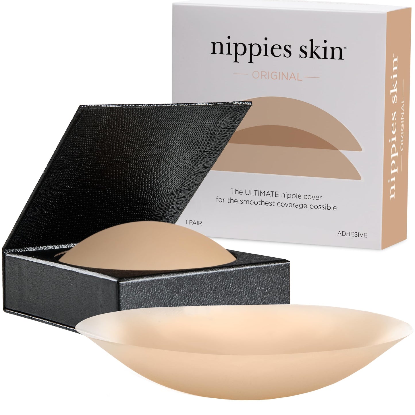 Nippies Nipple Covers for Women - Reusable Sticky Silicone Pasties with Travel Case - Original Circle or Lift Style Available