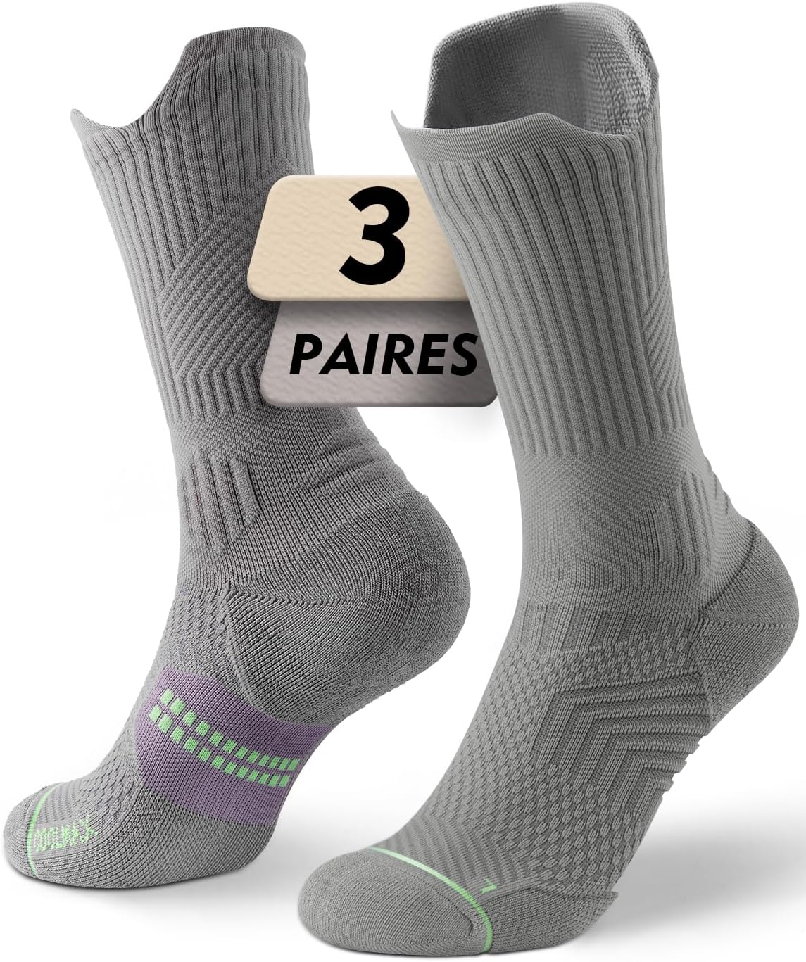 Womens Coolmax Bamboo Viscose Compression Running Crew Socks, Moisture-Wicking Anti-Blister Hiking&Gym Athletic