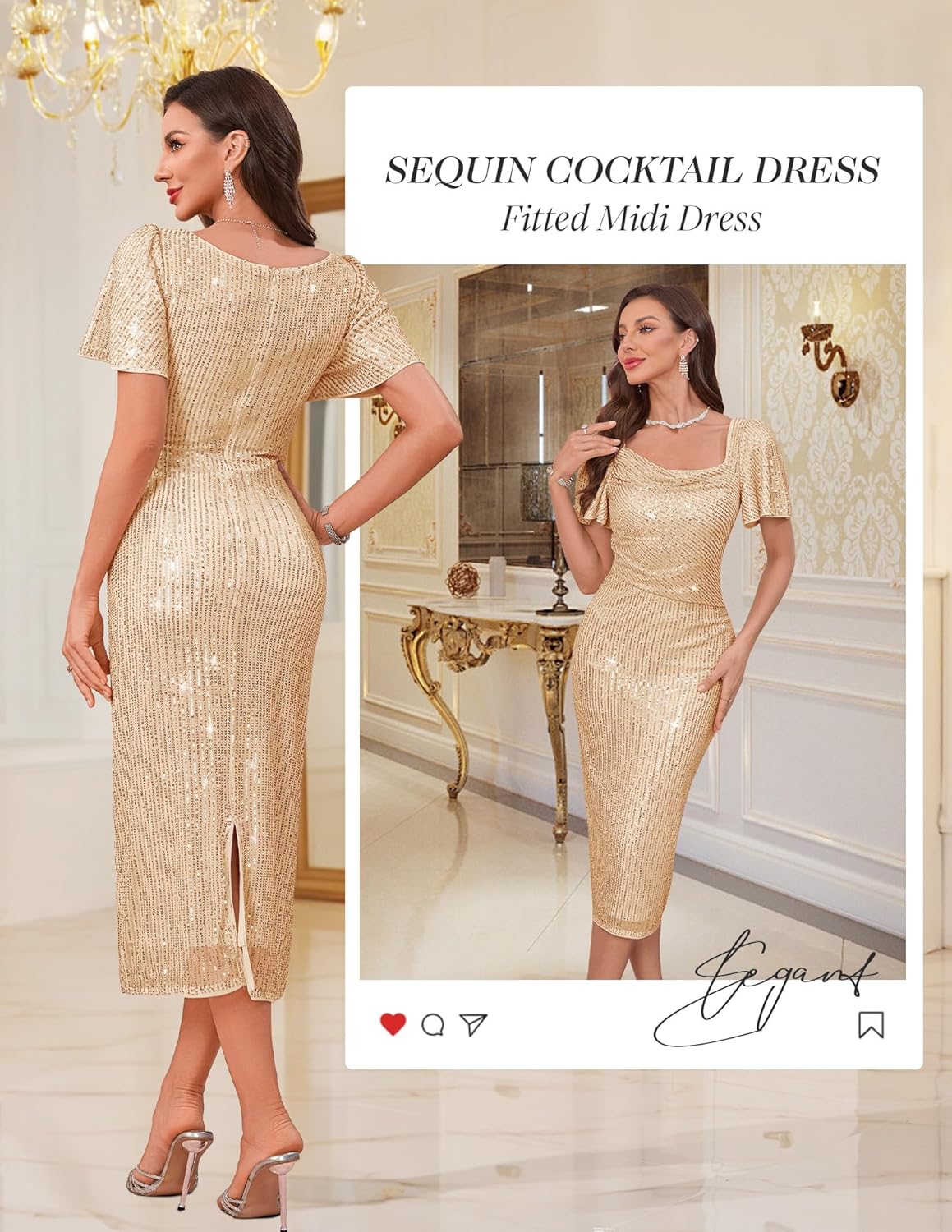 BeryLove Women Sequin Cocktail Formal Party Dress Sparkly Classy Evening Dresses