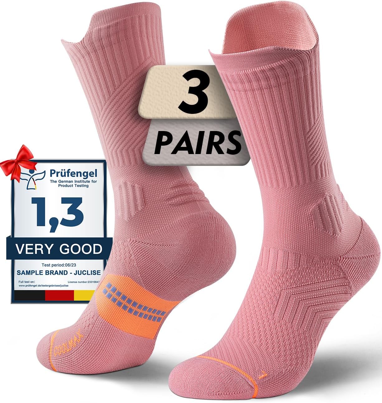 Womens Coolmax Bamboo Viscose Compression Running Crew Socks, Moisture-Wicking Anti-Blister Hiking&Gym Athletic