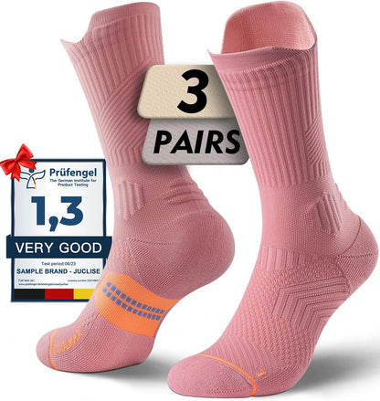 Womens Coolmax Bamboo Viscose Compression Running Crew Socks, Moisture-Wicking Anti-Blister Hiking&Gym Athletic
