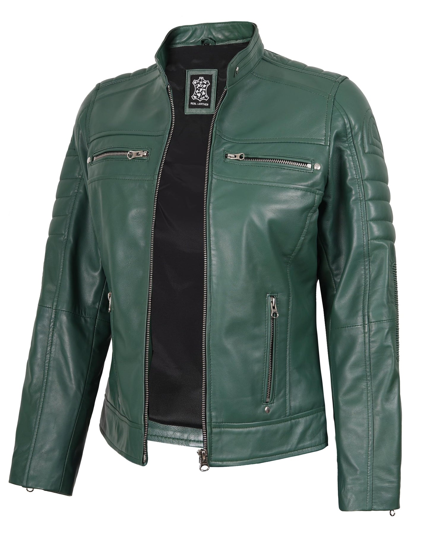 Decrum Leather Jacket Women - Stylish Casual Real Lambskin Leather Jackets for Women