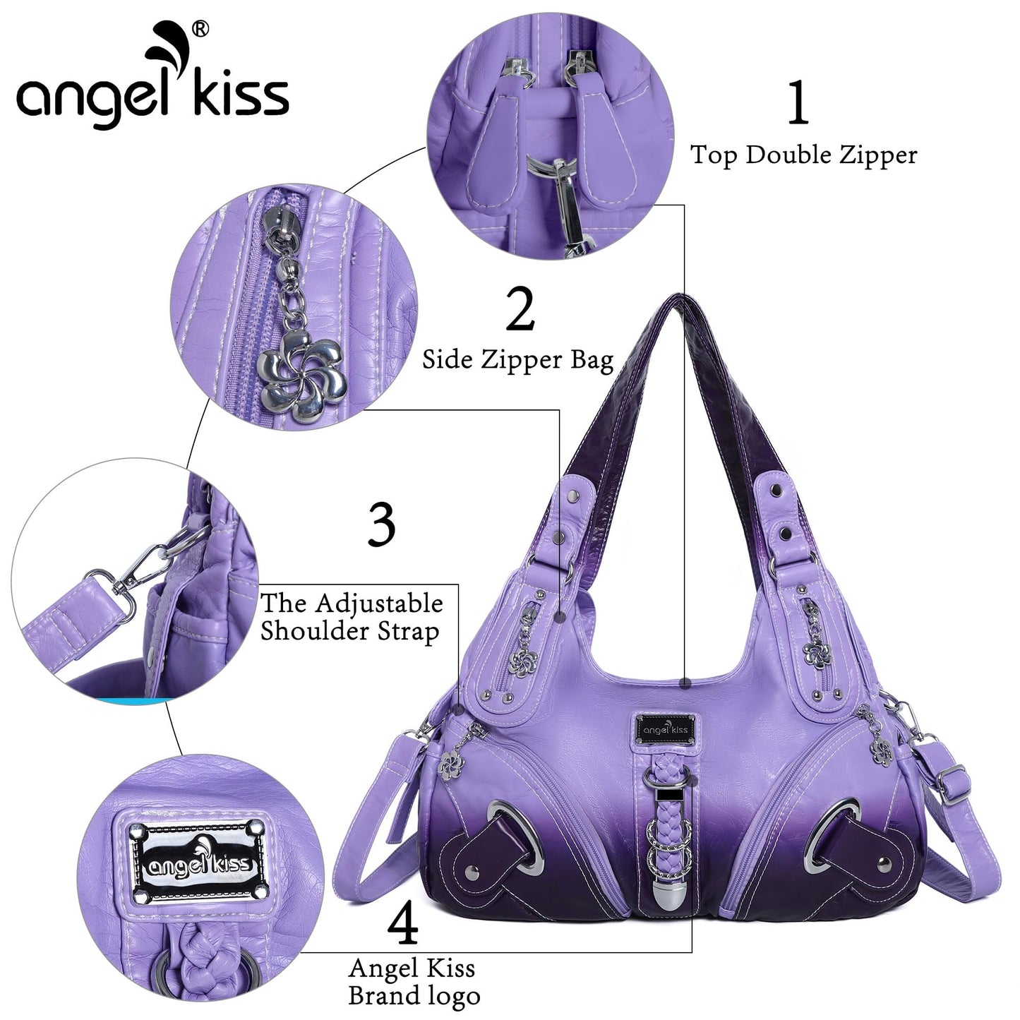 Angelkiss Hobo Purses and handbags for Women Satchel Handbag Women Purses Large Daily Shoulder Bags