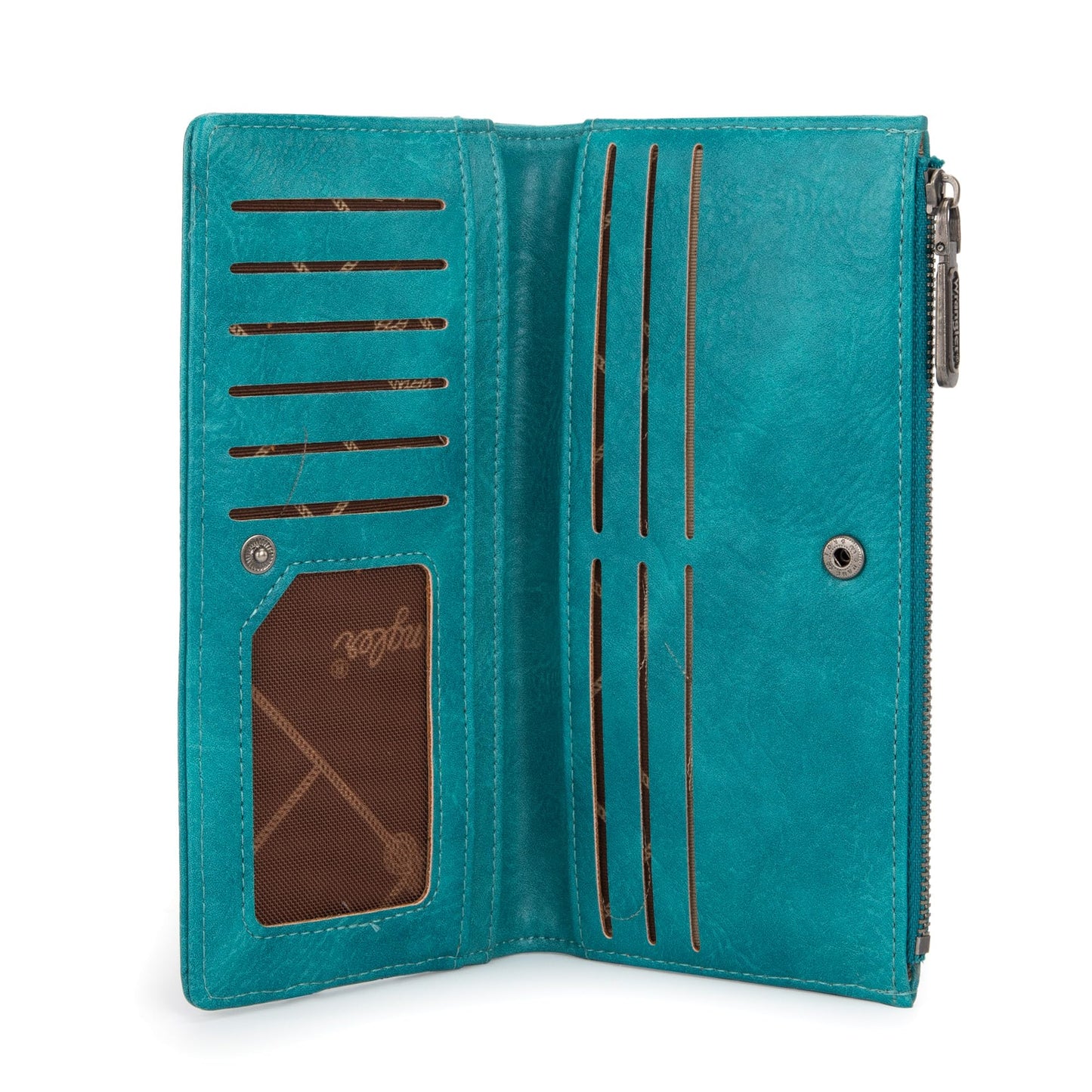 Wrangler Cow Print Wallets Womens Bifold Credit Card Wallet Women's Wallets, Card Cases & Money Organizers Brown Wallet for Women Ladies Female Cash Wallett with Smooth Zipper