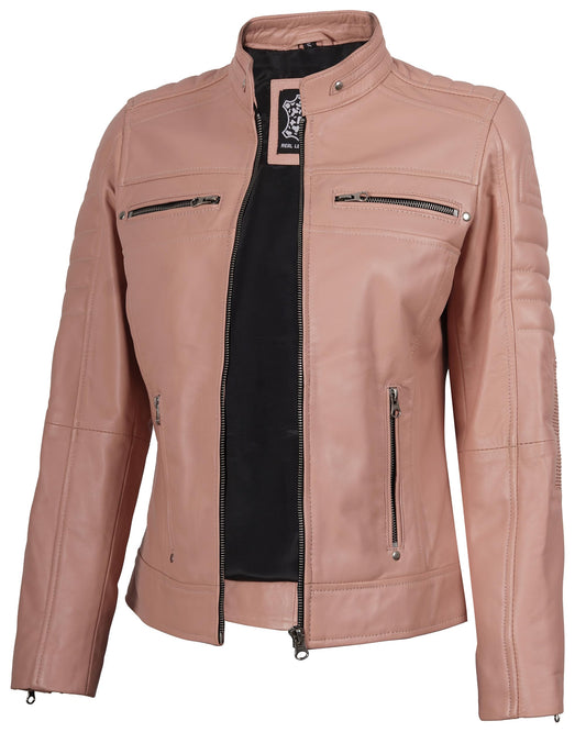 Decrum Leather Jacket Women - Stylish Casual Real Lambskin Leather Jackets for Women