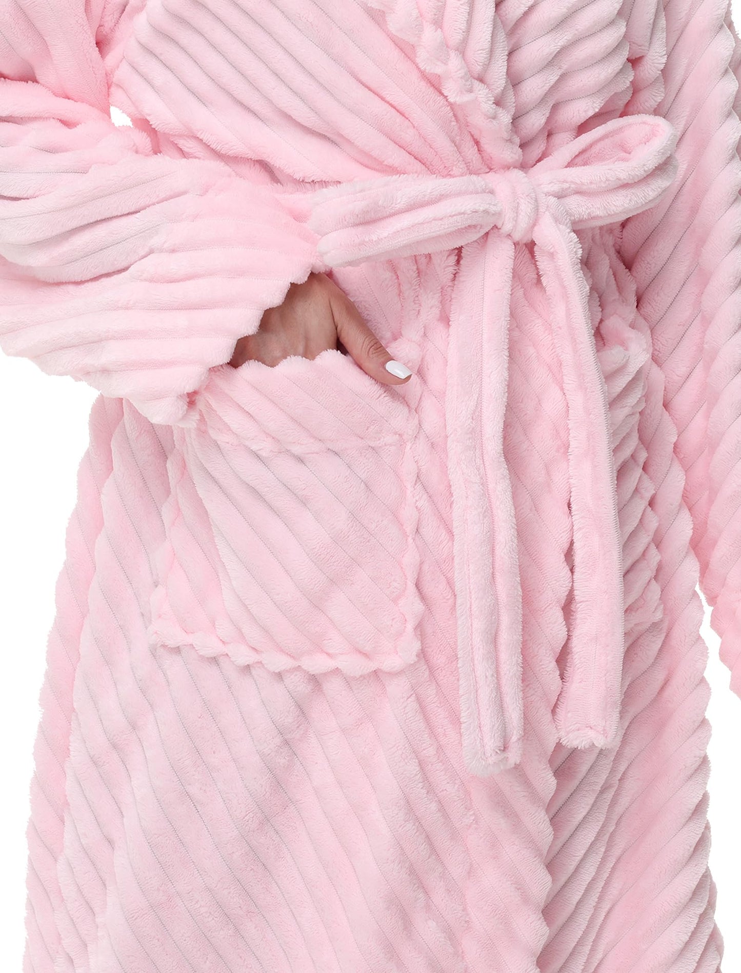 Yurhap Premium Robes for Women - Super Soft Cozy Fleece Womens Robe Plush Long Bathrobe