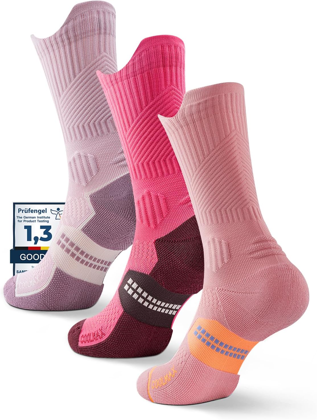 Womens Coolmax Bamboo Viscose Compression Running Crew Socks, Moisture-Wicking Anti-Blister Hiking&Gym Athletic