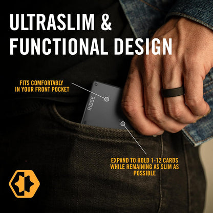 The Ridge Wallet - Slim Minimalist Compact Wallet and Card Holder| RFID Protected Front Pocket Wallets | Integrated Money Clip | Gunmetal