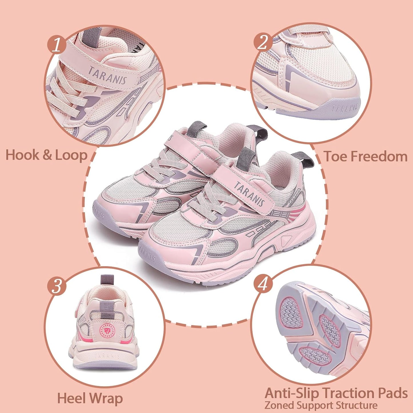 TARANIS Toddler Shoes Girls Boys Athletic Sneaker Kids Barefoot Slip on Tennis Shoes