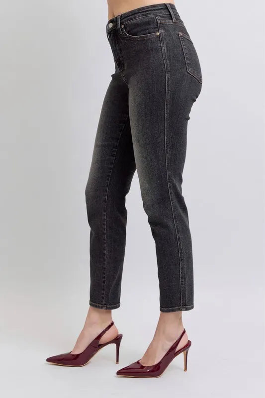 Judy Blue Full Size Midi Rise Tummy Control Slim Jeans Plus Size BK / 24W BK / 0(24) BK / 1(25) BK / 24W-BK / 0(24)-BK / 1(25)-BK / 3(26)-BK / 5(27)-BK / 7(28)-BK / 9(29)-BK / 11(30)-BK / 13(31)-BK / 15(32)-BK / 14W-BK / 16W-BK / 18W-BK / 20W-BK / 22W-