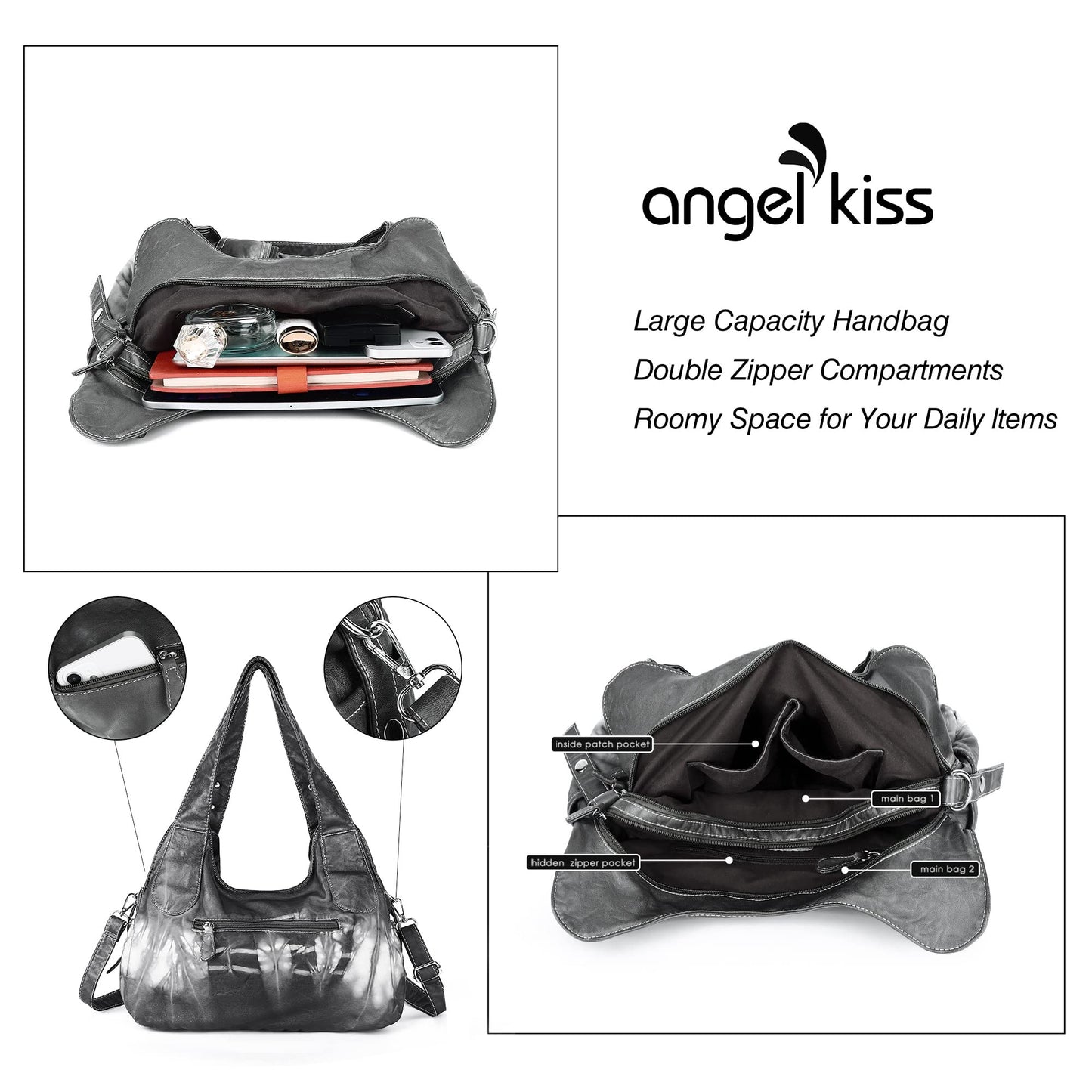 Angelkiss Hobo Purses and handbags for Women Satchel Handbag Women Purses Large Daily Shoulder Bags