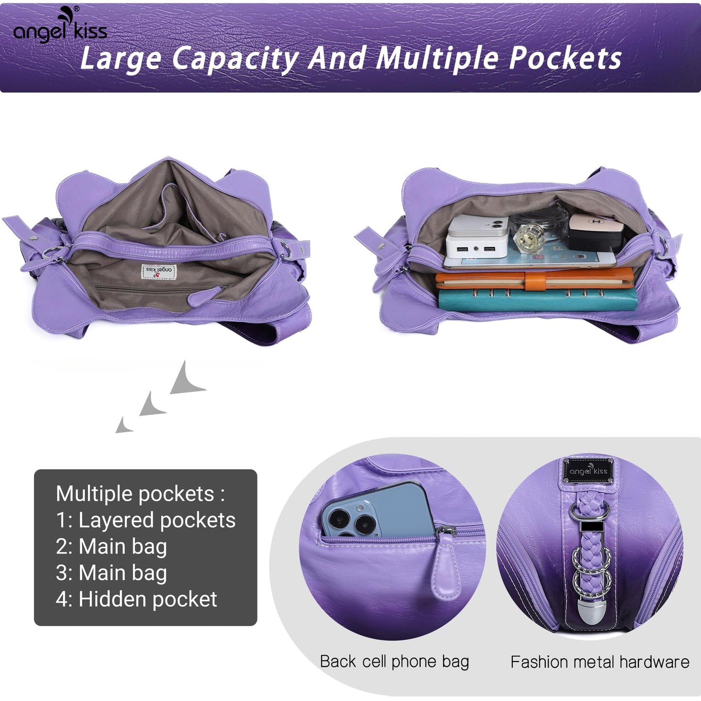 Angelkiss Hobo Purses and handbags for Women Satchel Handbag Women Purses Large Daily Shoulder Bags