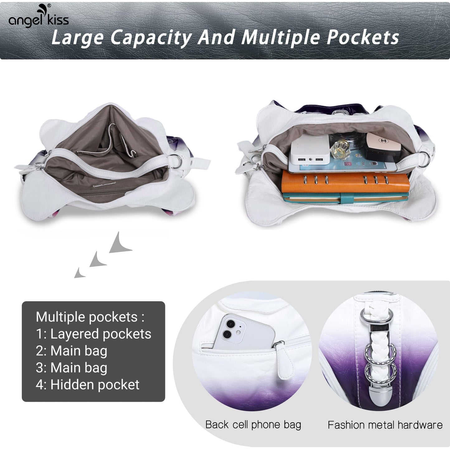 Angelkiss Hobo Purses and handbags for Women Satchel Handbag Women Purses Large Daily Shoulder Bags