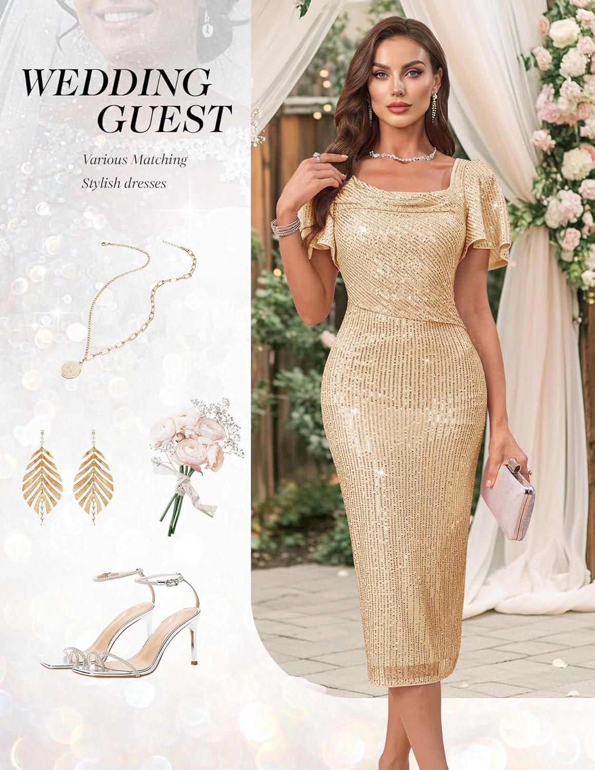 BeryLove Women Sequin Cocktail Formal Party Dress Sparkly Classy Evening Dresses