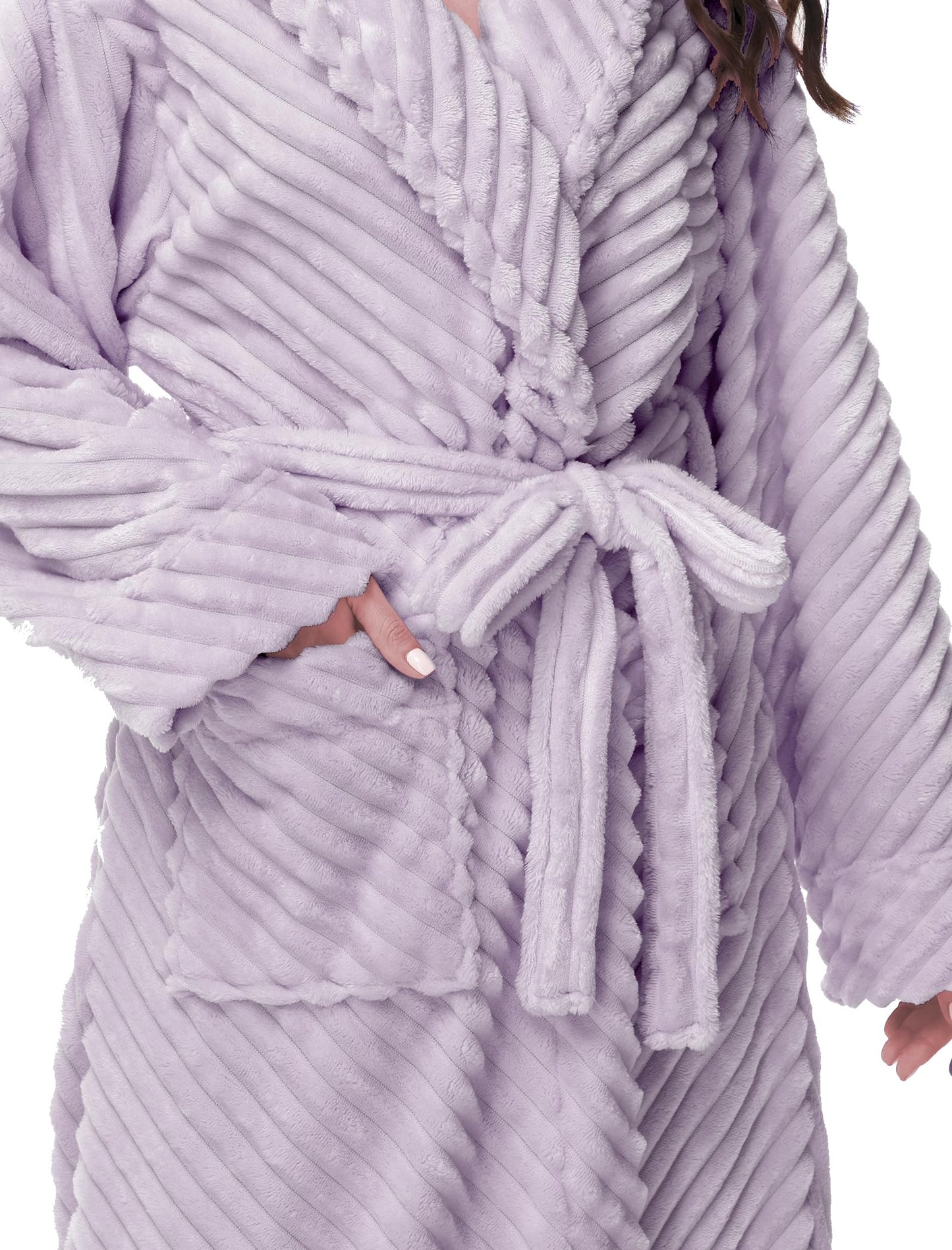 Yurhap Premium Robes for Women - Super Soft Cozy Fleece Womens Robe Plush Long Bathrobe