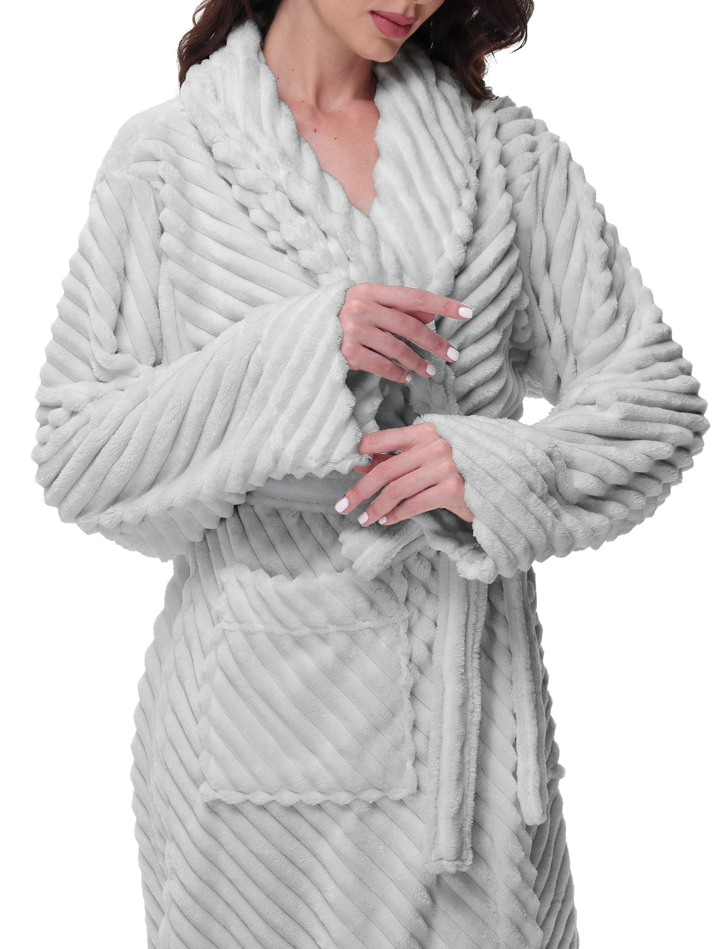 Yurhap Premium Robes for Women - Super Soft Cozy Fleece Womens Robe Plush Long Bathrobe
