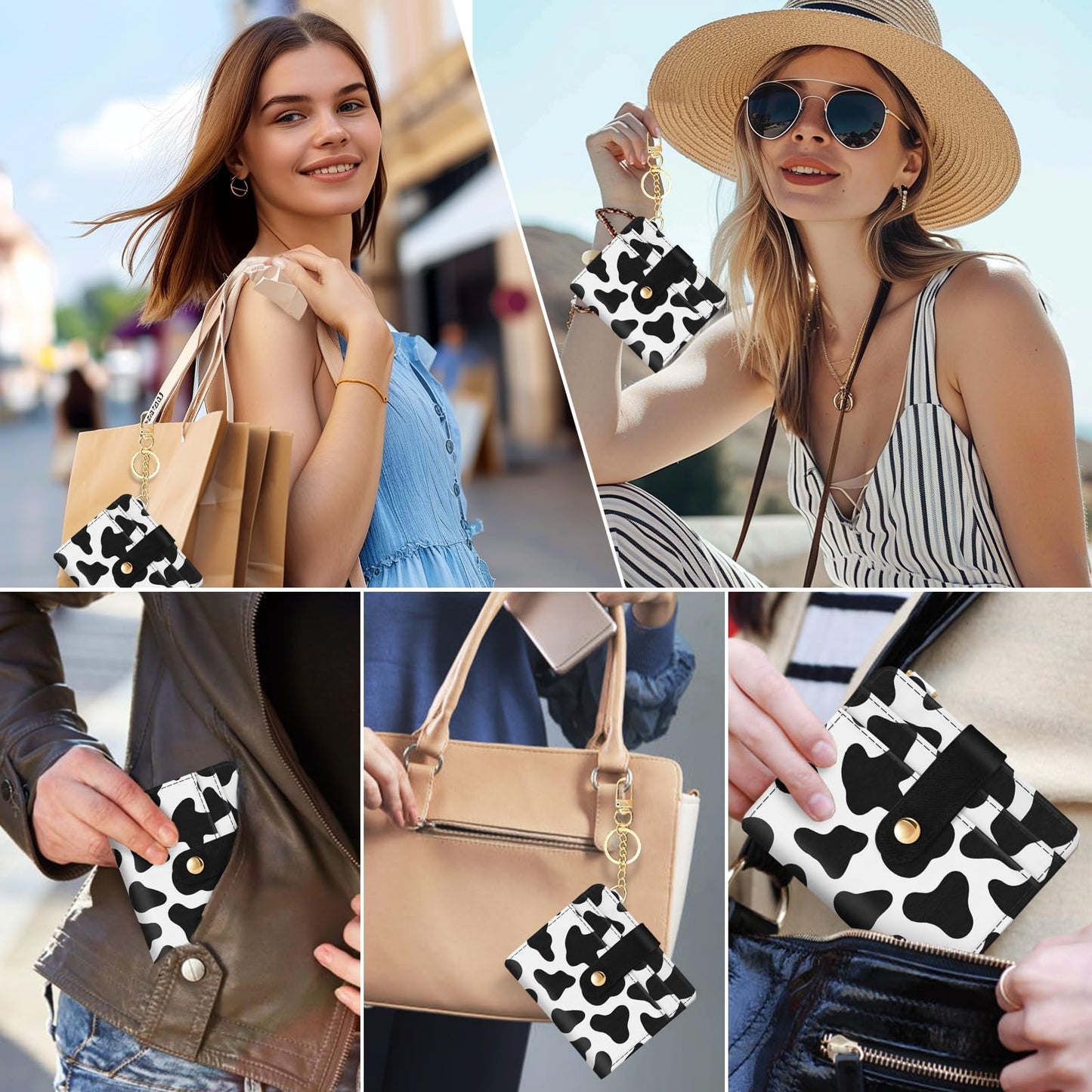 Black Cat Floral Rfid Women Wallet, Small Slim Thin Credit Card Wallet, PU Leather Bifold Cash Zipper Coin Pocket ID Window for Female Ladies Teen Girls Girly