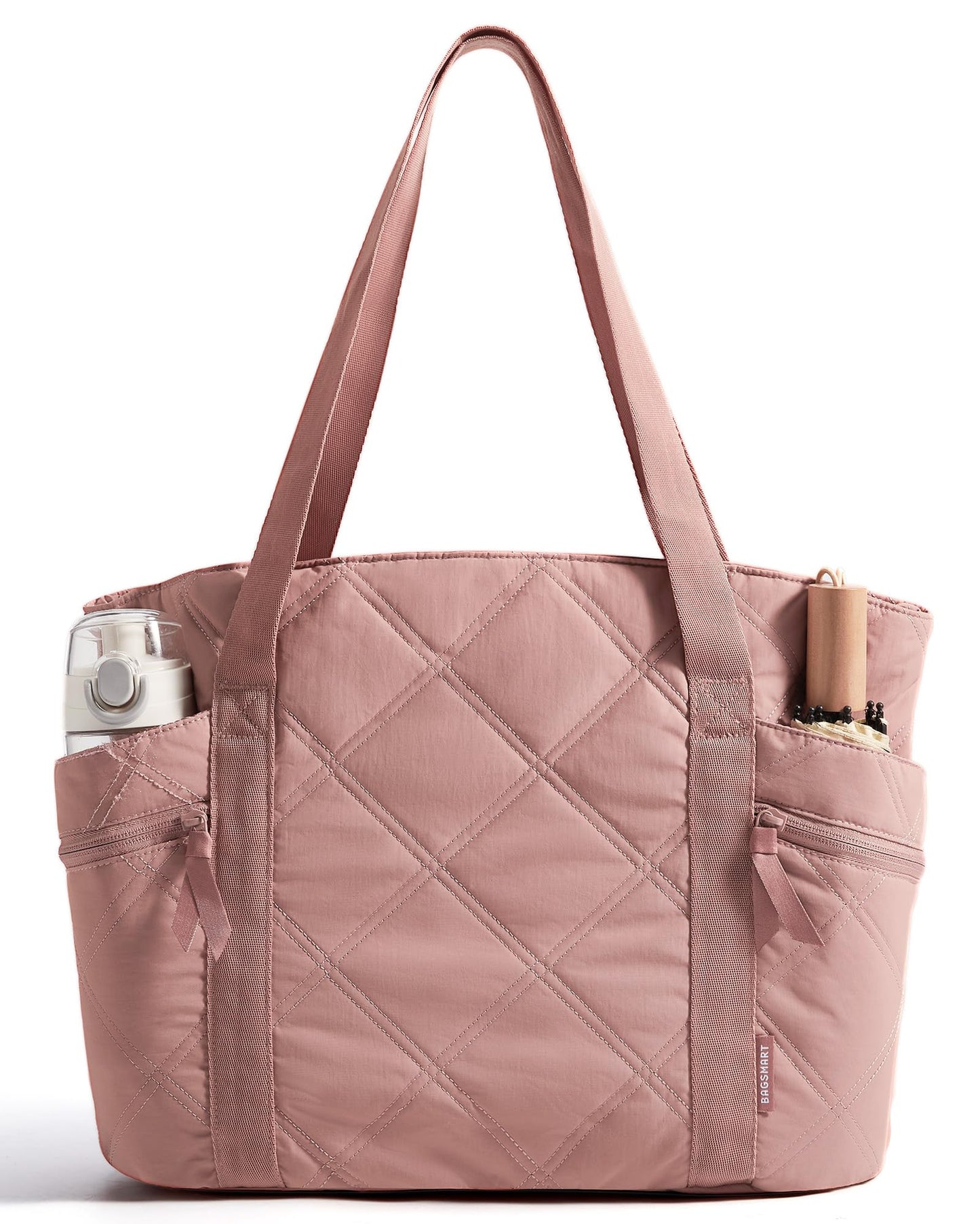 BAGSMART Crush Tote Bag for Women, 20L Puffer Work Tote with Zipper, Travel Essentials Quilted Nurse Hospital Bag